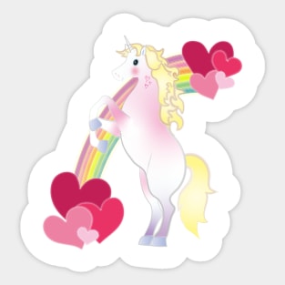 Cute Unicorn and Rainbow Hearts Sticker